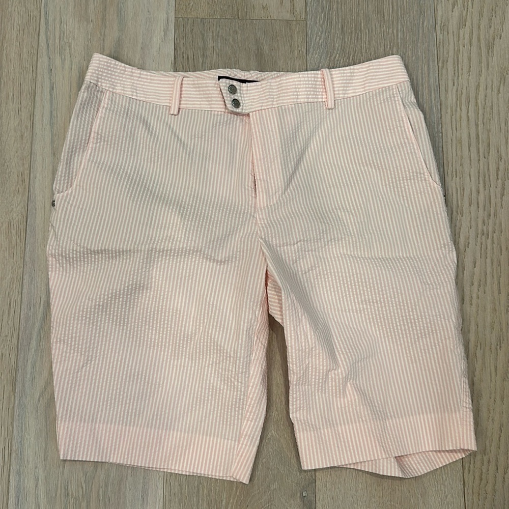 RLX pink seersucker golf shorts